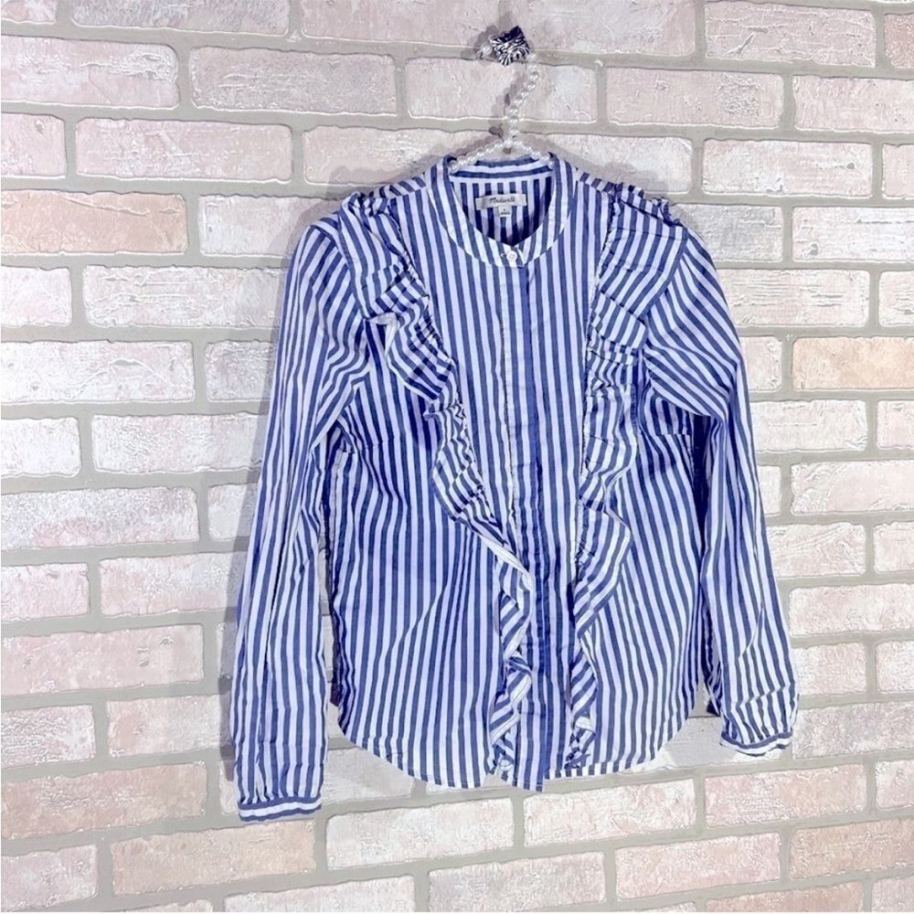 Madewell Whitney Striped Ruffle Striped Blouse Size S - Picture 5 of 11